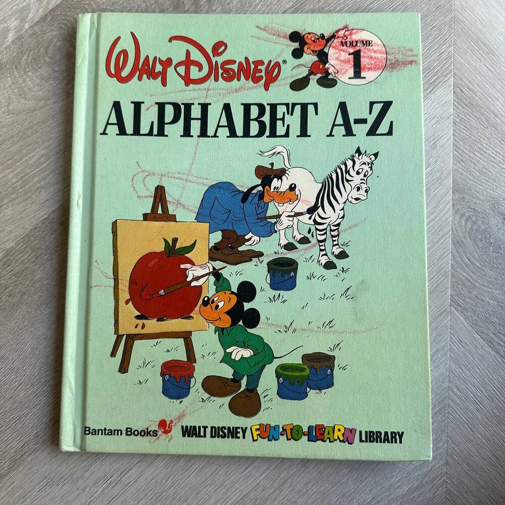 Walt Disney Vintage 1983 Alphabet A-Z Fun-To-Learn Library Vol. 1 Hardcover Book